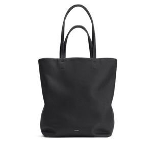Cuyana Tall Easy Tote in Black Pebbled Leather